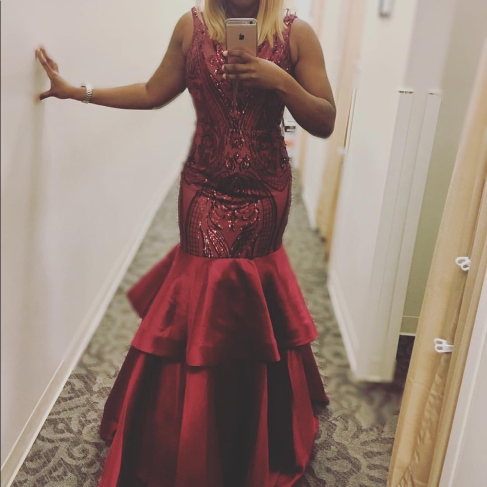 Red Mermaid Formal Gown